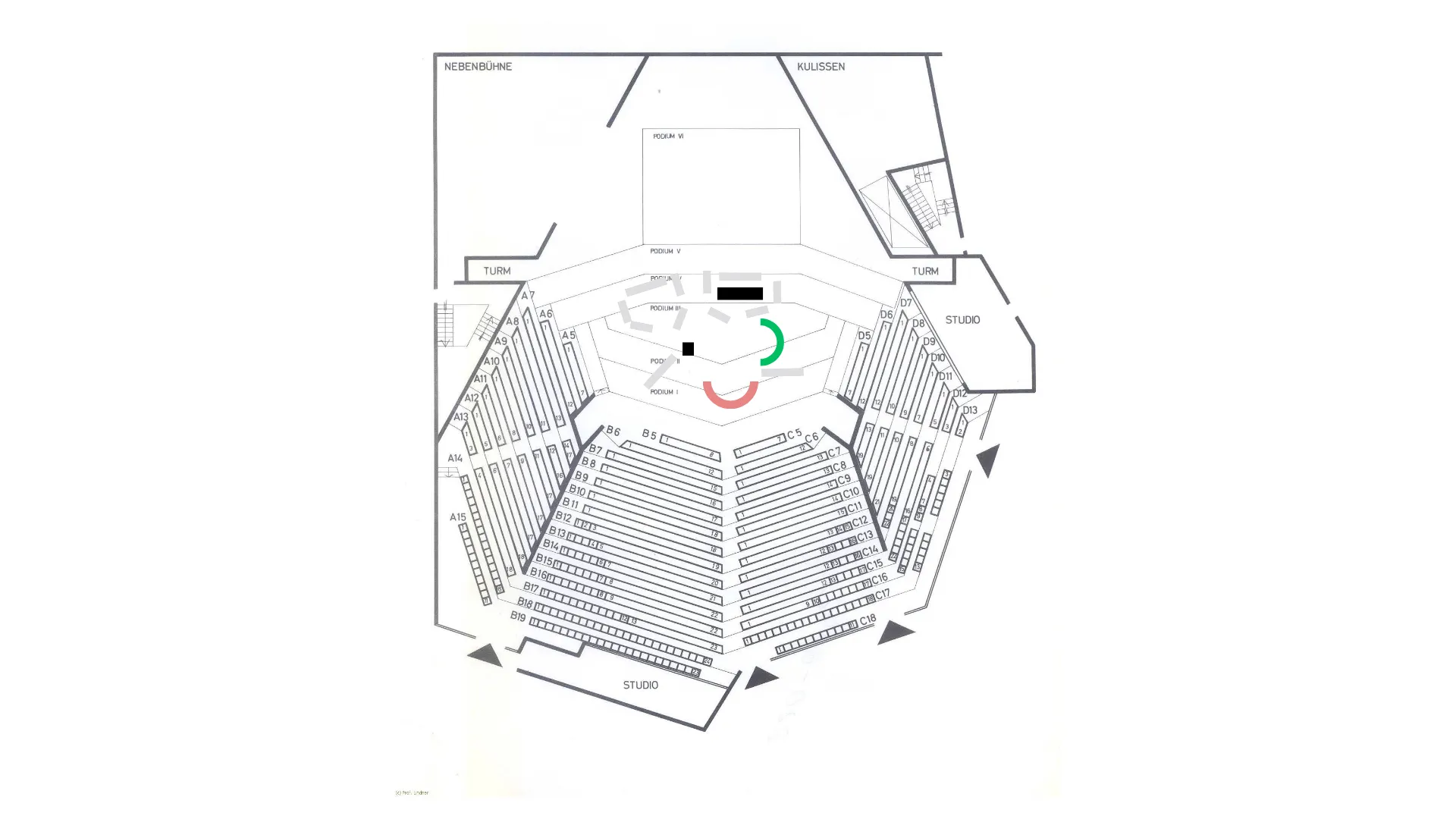 Microphone and stage layout for Cantus Portugueses II